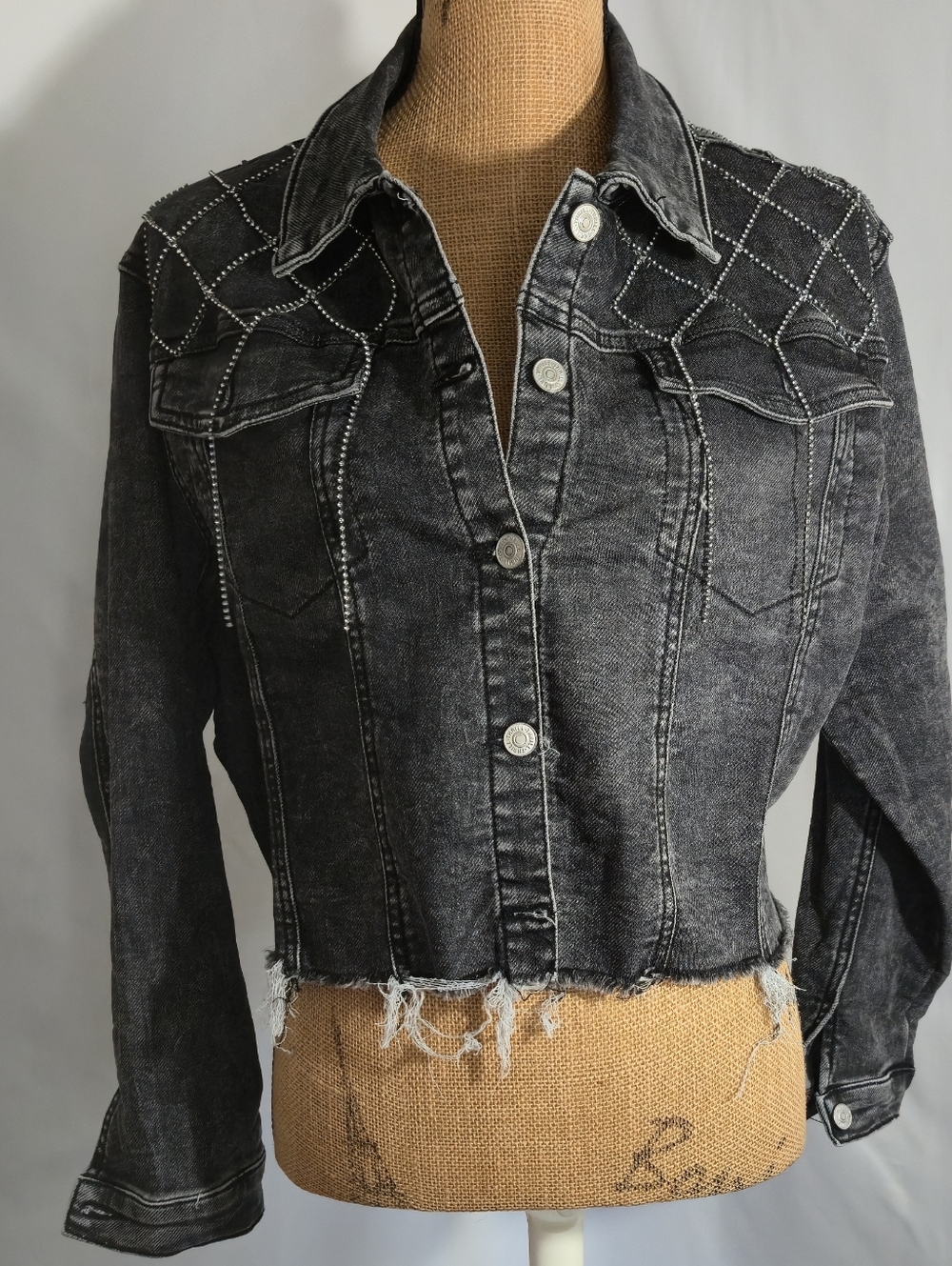 Thrill Quilted Light Gray Denim Jacket